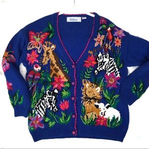 belle pointe Sweaters - Vintage belle pointe zoo animal cardigan sweater belle pointe Sweaters - Vintage belle pointe zoo animal cardigan sweater